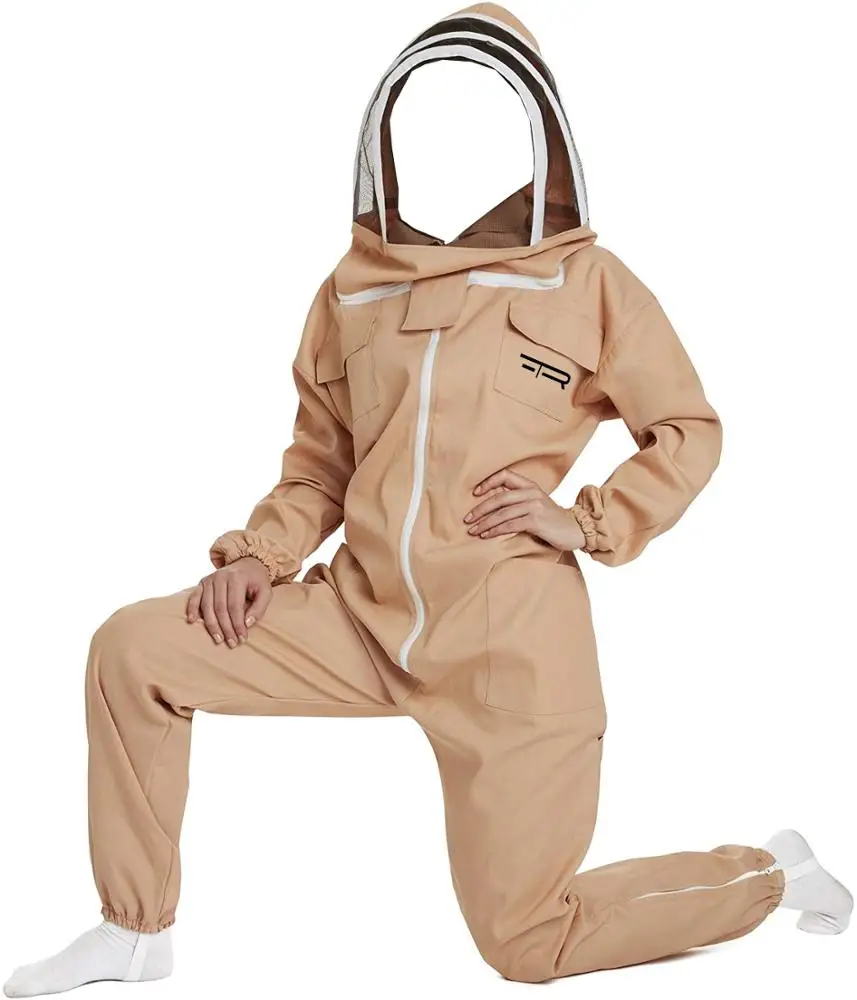 
Beekeeping Suit - Sand - (All-in-One) - Fencing Veil - Total Protection for Professional & Beginner Beekeepers 