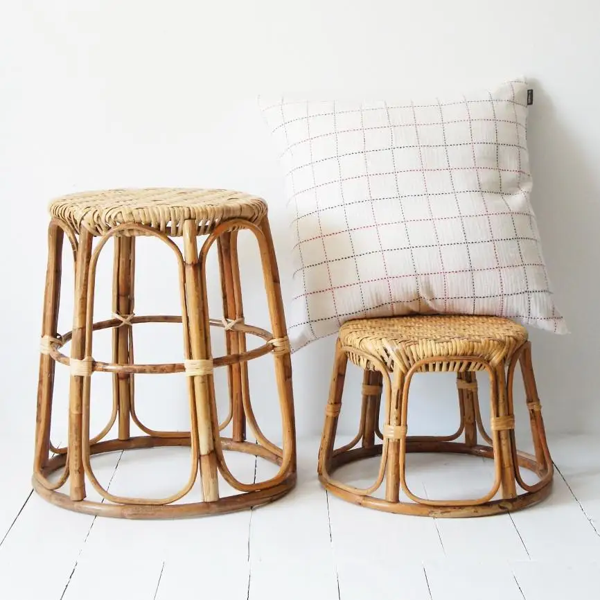 Eco-friendly natural and durable rattan stool, perfect for living room