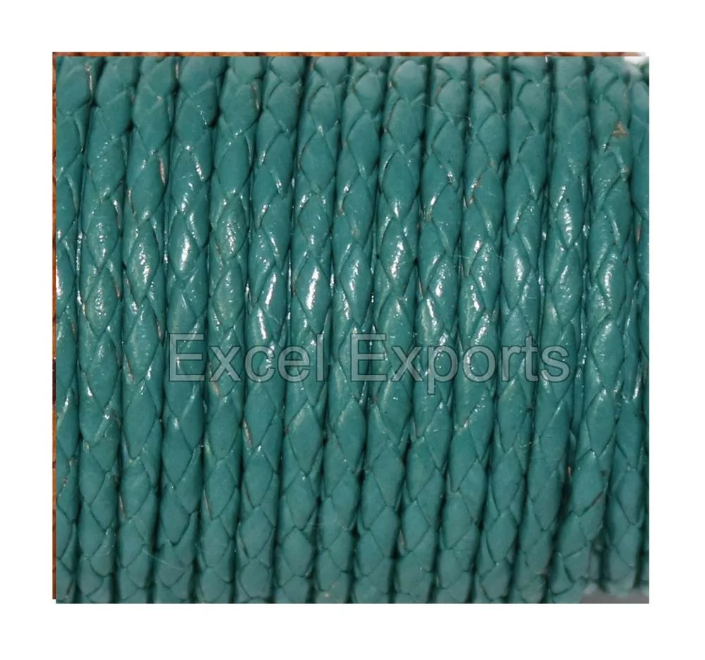 Braided Leather Cord for belting decoration crafting - Silver Metallic sizes 3mm 4mm 5mm etc. from wholesale supply