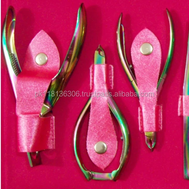 Manicure Pedicure Titanium Multi Color Finish Tools Kit Nipper Pusher Tweezers