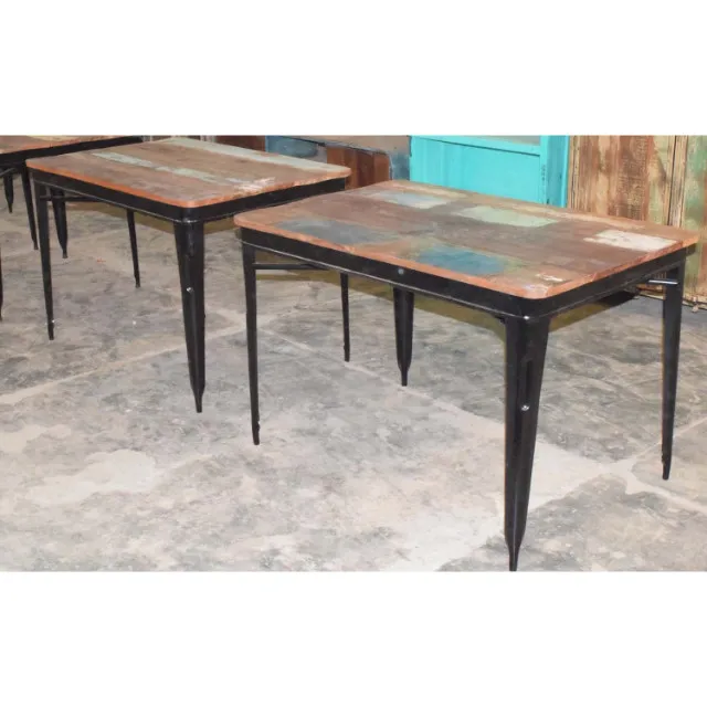 Industrial Urban Style Metal Frame Indian Antique Old Recycled Wood Home Living Bar Lounge Cafe Restaurant Dining Table