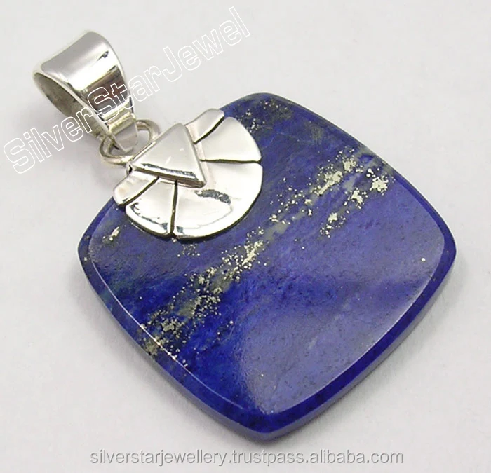 
925 Pure Silver Fabulous AFGHANI LAPIS LAZULI CHARMING Pendant 3.5 CM 5.3 Grams NEW ITEM 2017 Overseas Jewellers Stores 