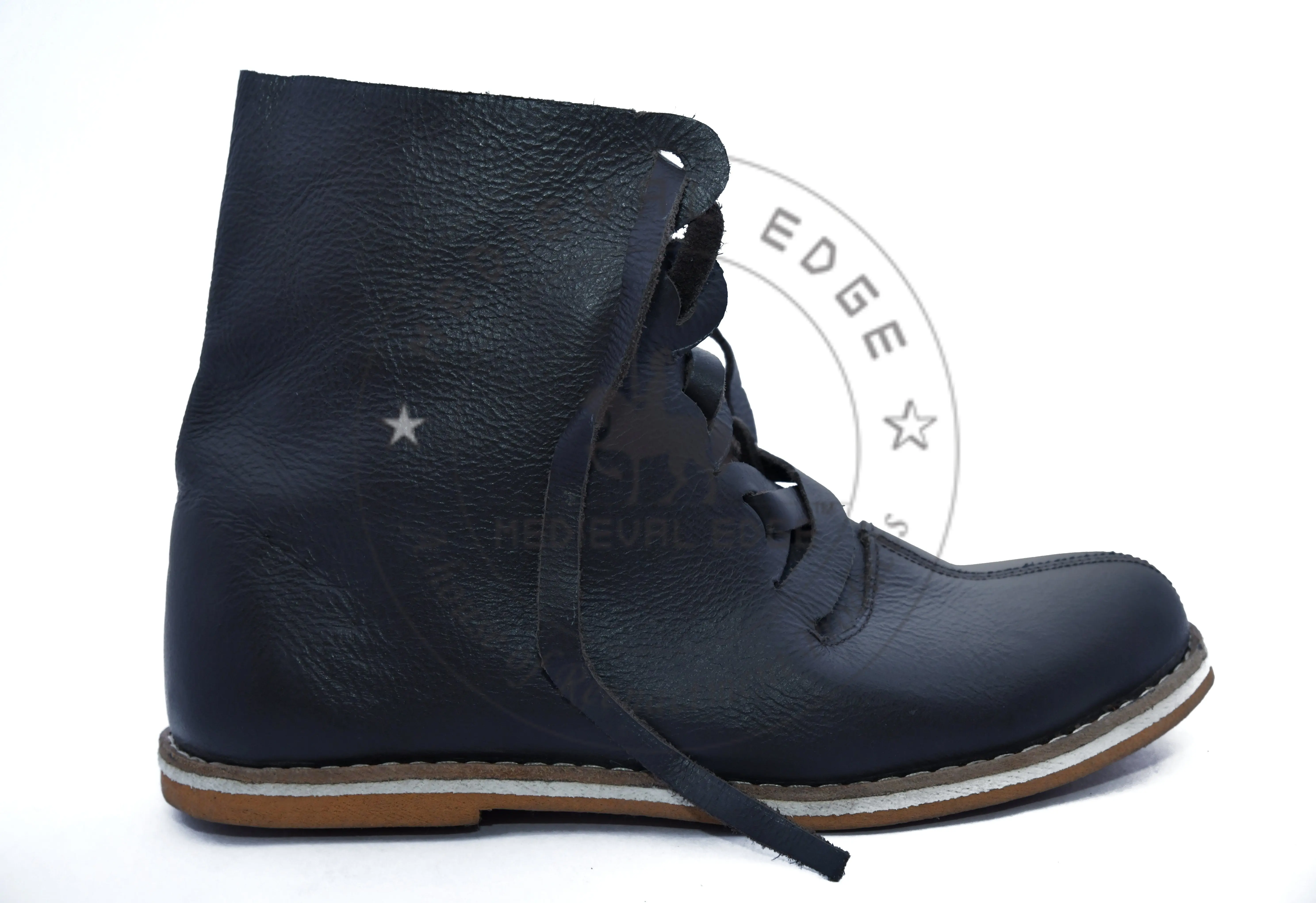 Dark Blue Medieval Style 100% Genuine Leather Shoes for Men at a Wholesale Price