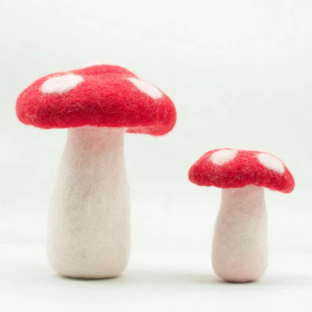 FCS-020 Mushroom Tree for Crafts & Decoration Made from Eco-friendly New Zealand Wool Felted by Nepalese Women Artisans of Nepal