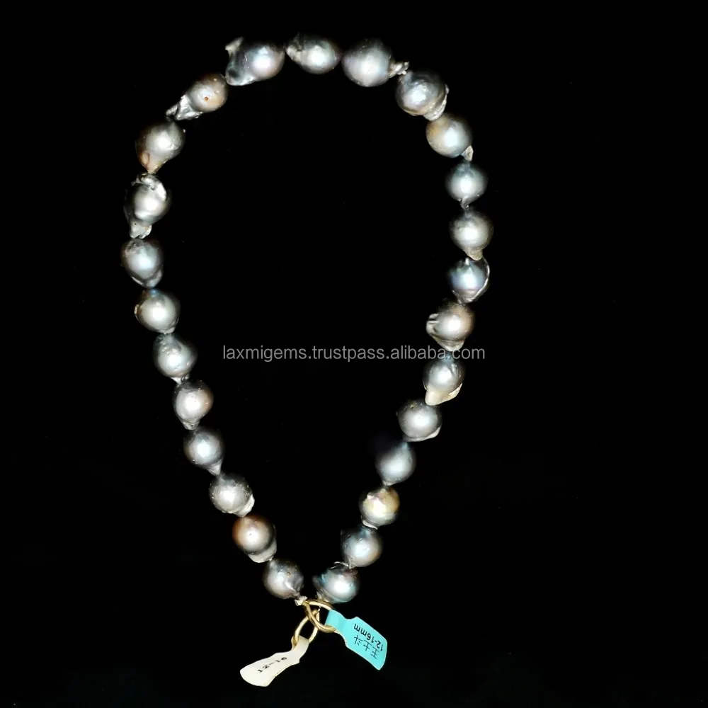 High quality gray baroque shape sweet fresh water genuine gray color pearl beads