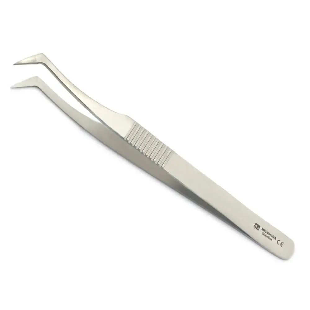 Dental Tweezer Anti Static Eyelash Extension Volume L-Type Stainless Steel