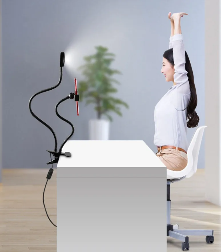 High Quality 360 Degree Multi Functional Smart Phone Rotating Bracket Live Self Timer Ring Lamp, Lazy Bracket Table Lamp