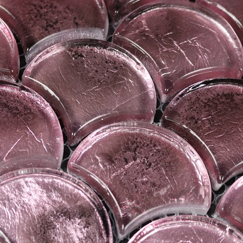 Classic Metallic Rose tiles design Gold Glossy  Glass Mosaic fish scale mosaic tile luxury tile