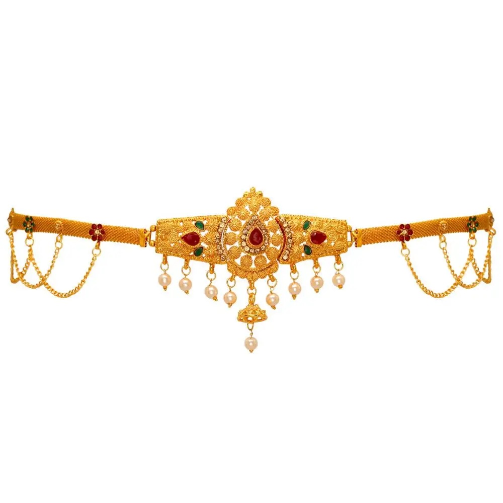 Beautiful Indian Jewelry Maroon & Green Color Glass Stone Kamarband Body Jewellery