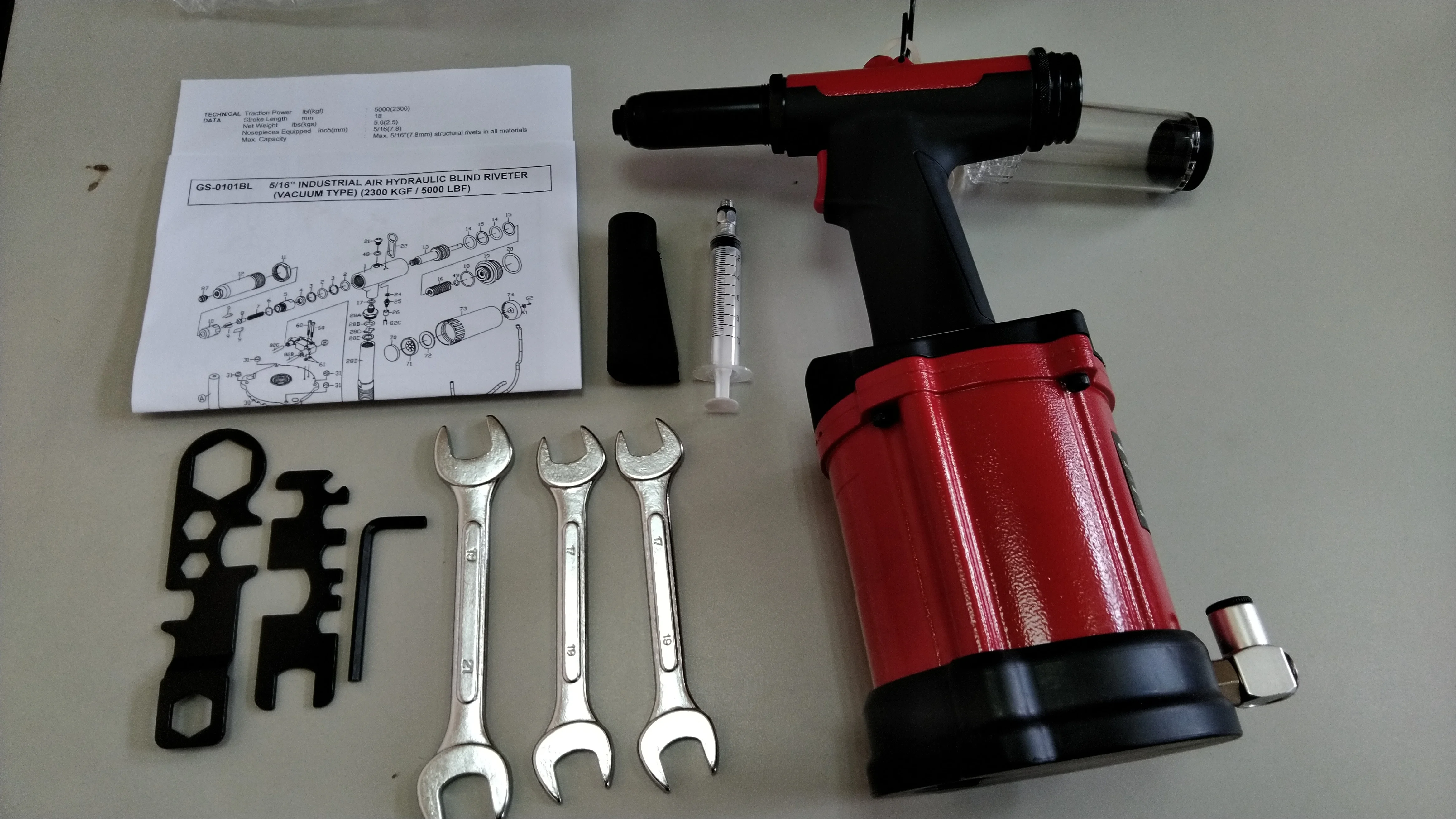 5/16 INCH INDUSTRIAL AIR HYDRAULIC BLIND RIVETER (VACUUM TYPE) (GS-0101BL)