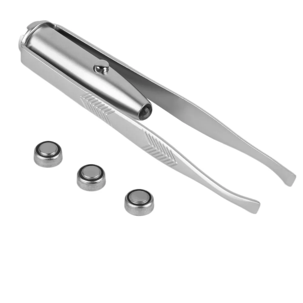 
 Новый пинцет для удаления бровей из нержавеющей стали 2018 со светодиодной подсветкой  