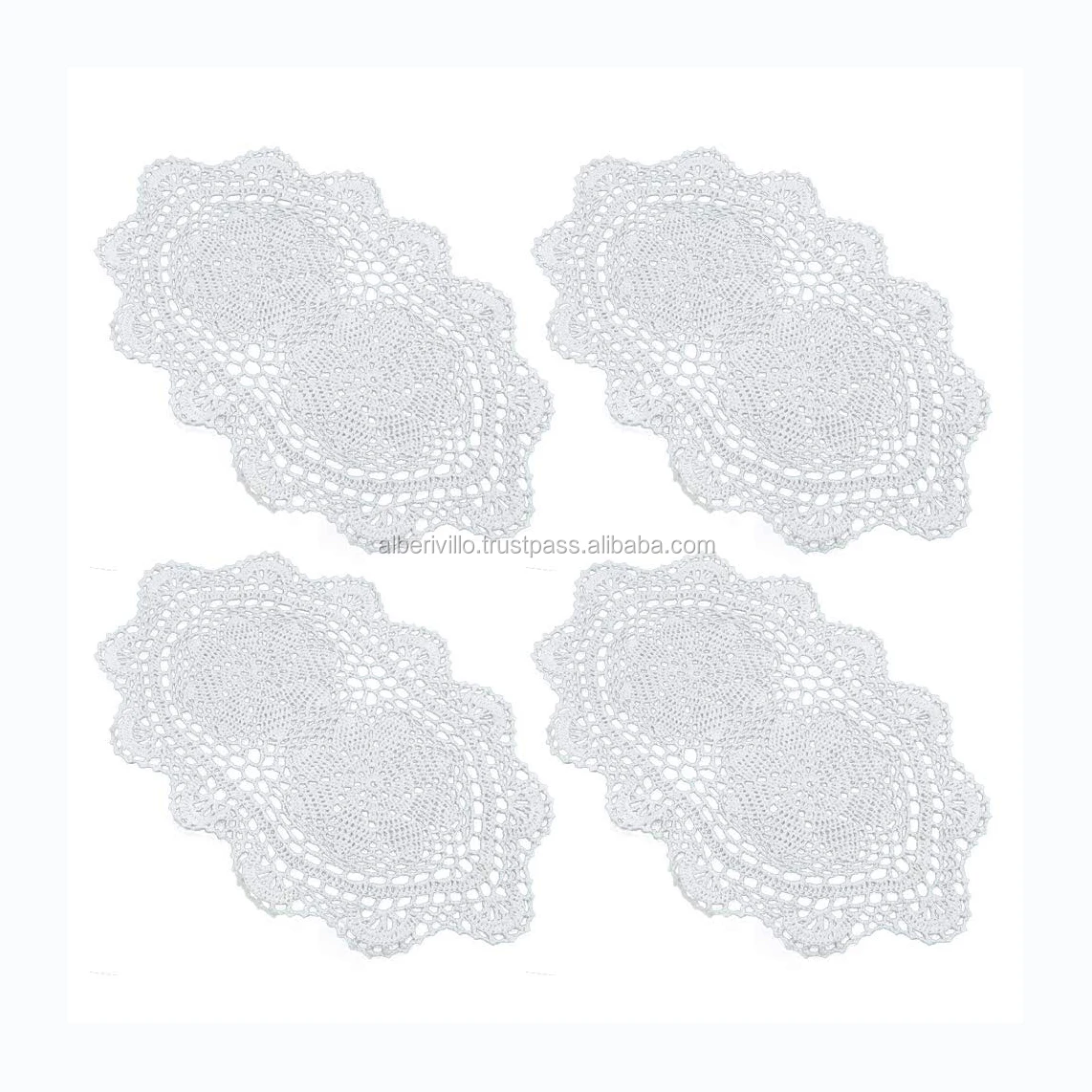 Stylish Crochet Natural White Round Placemat Table Mats
