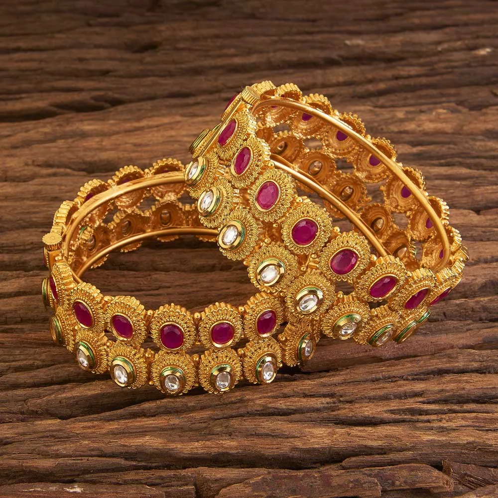Gold plated Openable Trendy Bangles 17293 Ruby