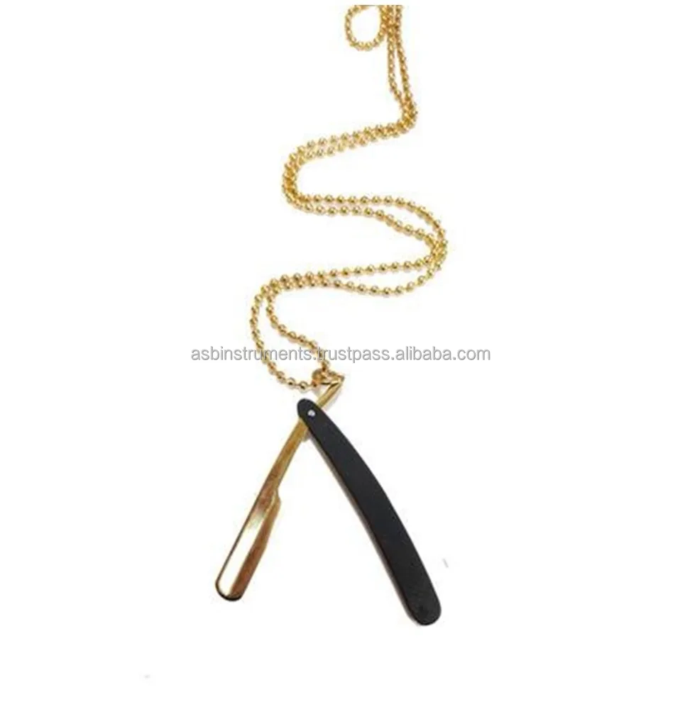 Stainless steel razor shaped Barber jewelry pendant necklace