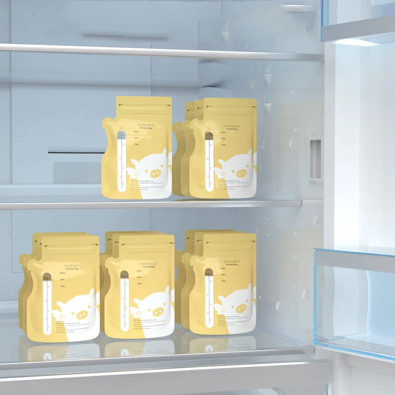 Double Zipper BPA Free Food Grade Breast Milk Storage Bag Stand Up Plastic Liquid Milk Bags