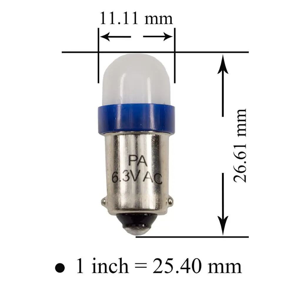 PA 2 SMD 2835 Ba9s #44 T4W 1445 wedge LED 6.3v for Pinball Machine(Blue)