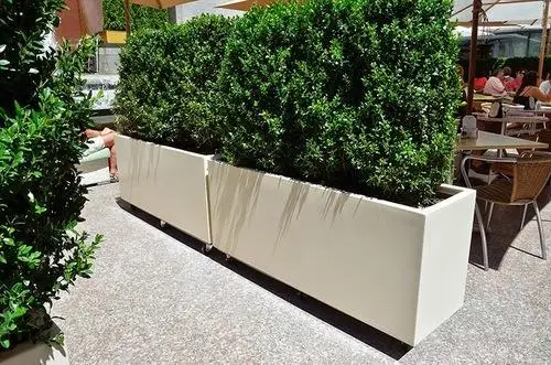 Montserrat Rectangle Fiberglass Planter White Round Straight Garden Planter Home Decor  BEAUTIFUL GALVANIZED