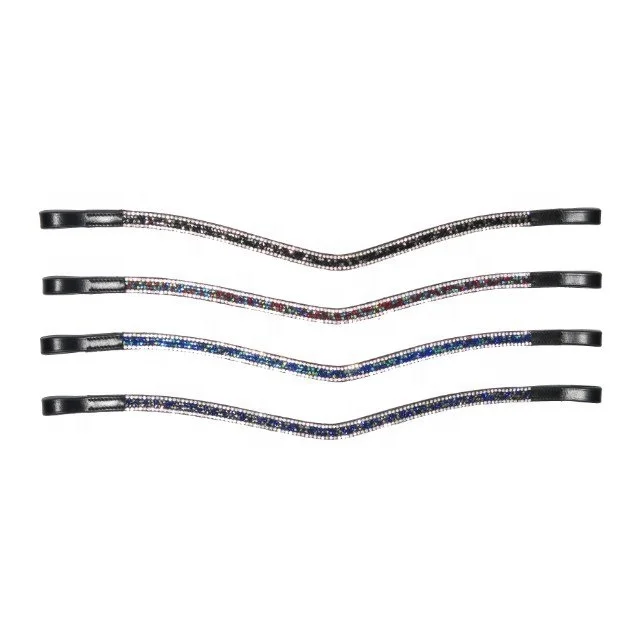Top Quality Equine Bling Genuine Leather Horse Brow band With Attached Crystal