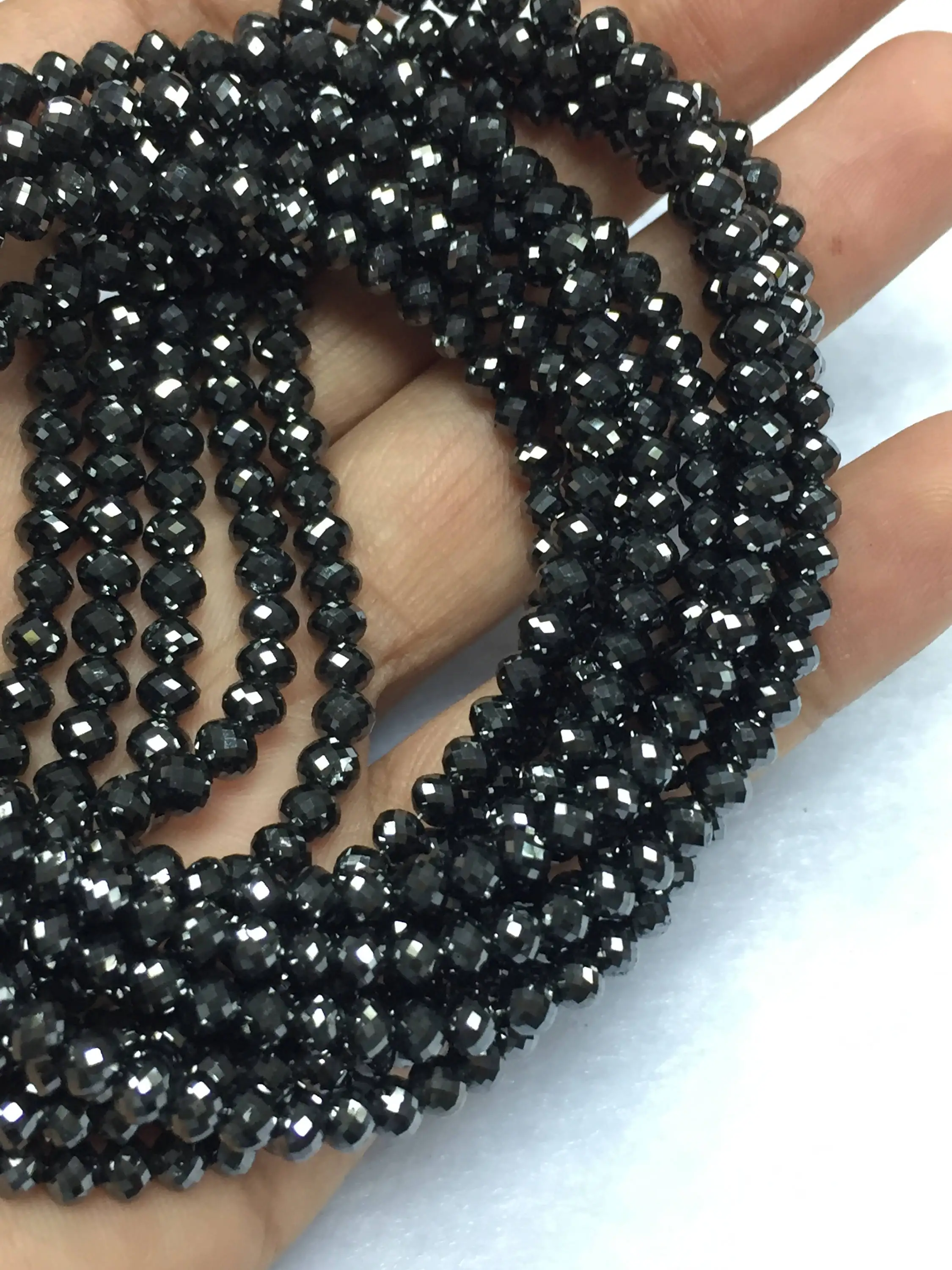 3 mm to 5 mm Faceted Black Diamond Beads Strands Necklace,black diamond beads strands