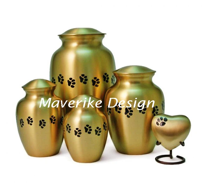 Metal Paw Print Blue Memorial Pet Cremation Urns set Ashes Paws Engraved Pet Caskets & Dog Keepsake Urns Ashes