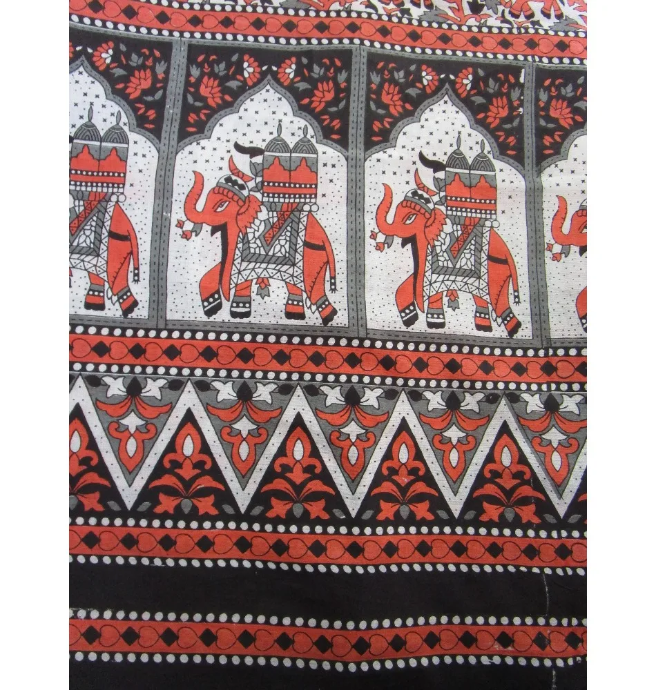 boho theme elephant print screen printed fabric