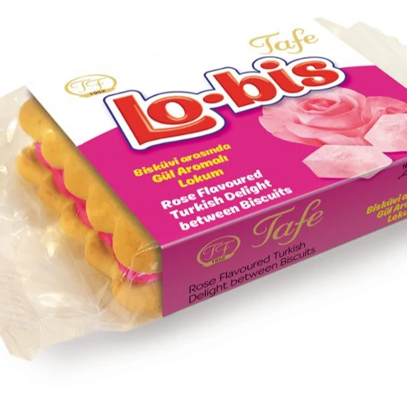 
Tafe Lo-bis Rose Flavoured Turkish Delight between Biscuits 45g - Code 533 