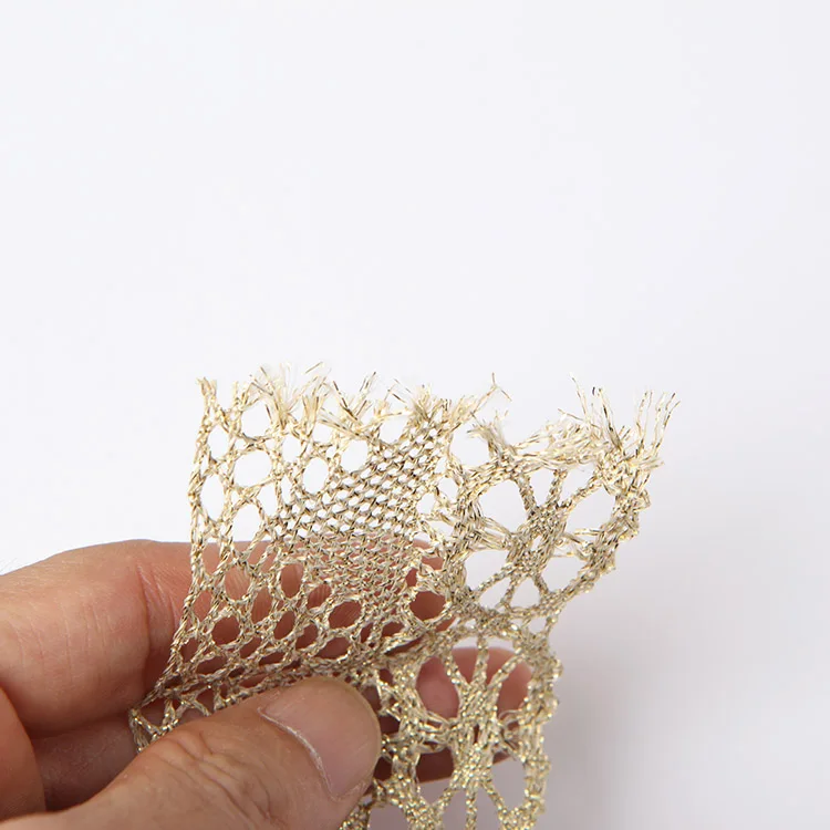 Metallic GOLD Embroidery Lace Trim for Bridal