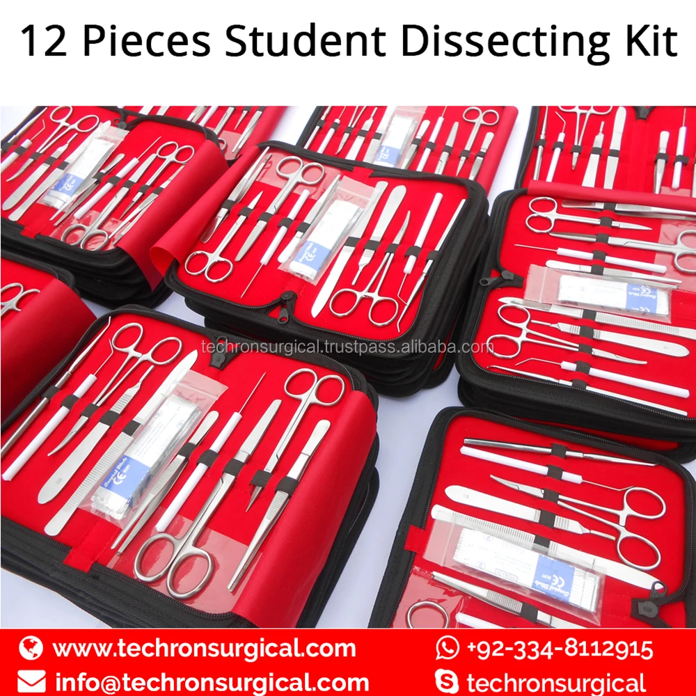 12 Pieces Doctor Student Advanced Surgery/Anatomy Dissecting Tools Kit Makers In Pakistan Surgical Instruments Factory