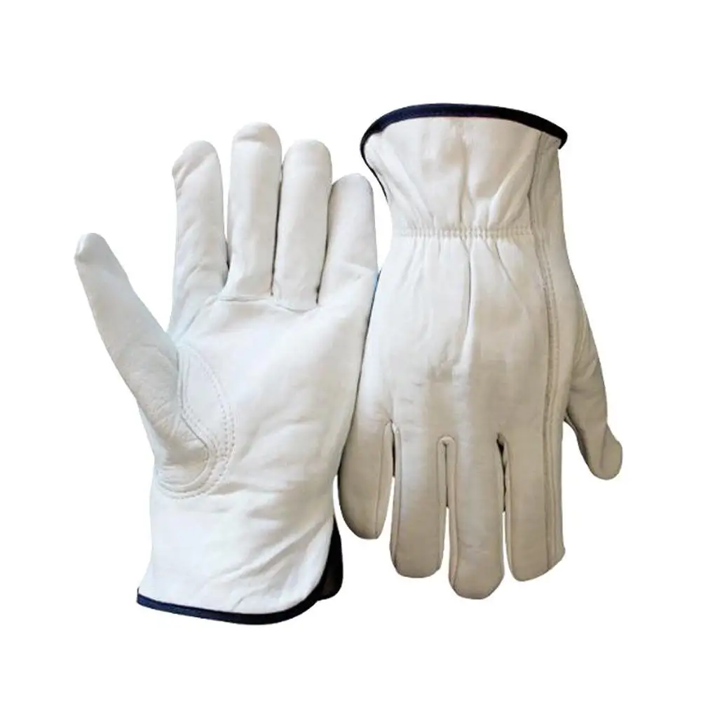 Gray A Grade Grain Goatskin Leather Mechanic Work / Driver Gloves Customized Logo Wholesale Factory Price Safety Gloves
