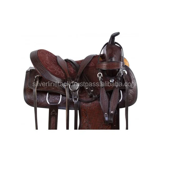 Hand Carved Western Saddle Suede Leather Seat