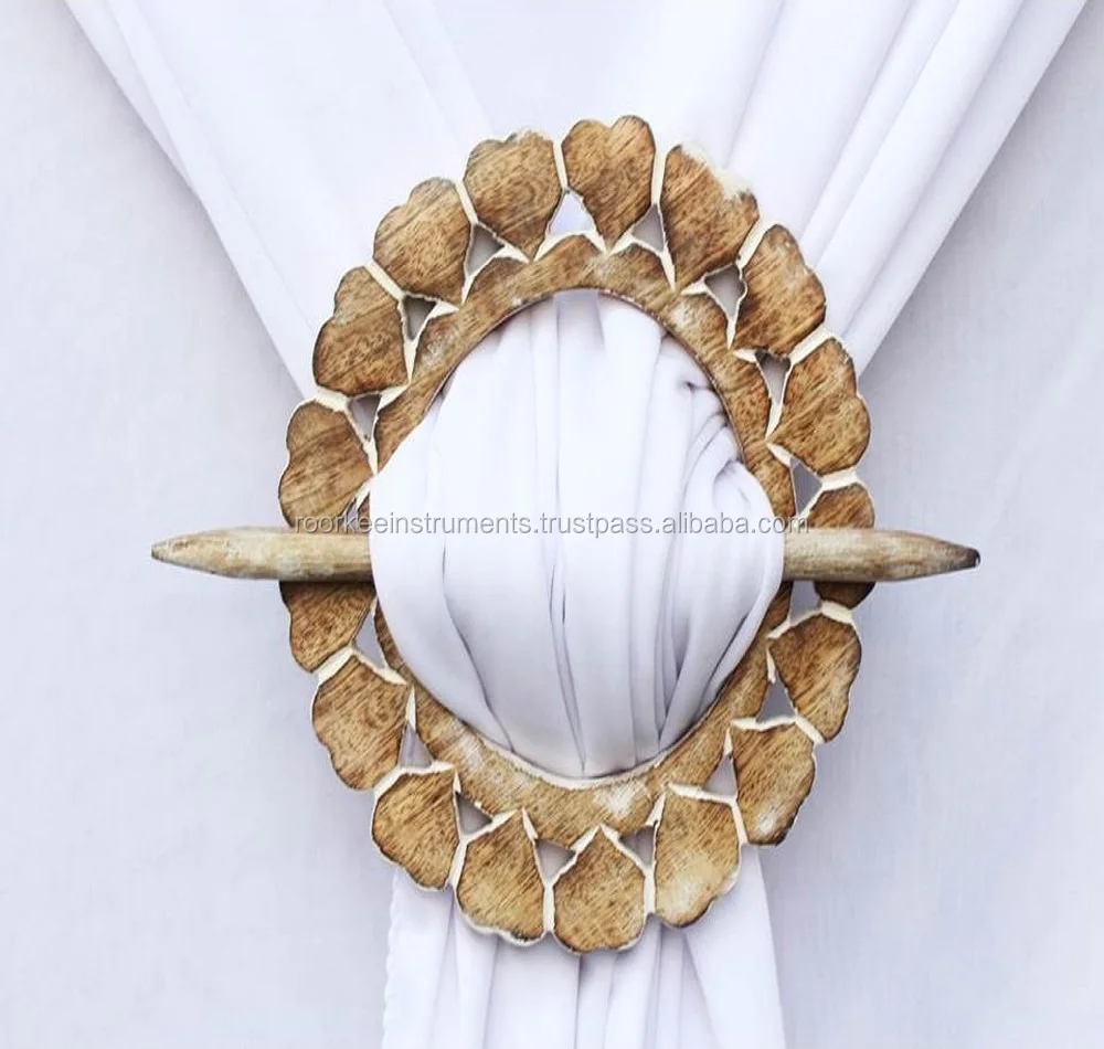 Nautical Home Decor Wooden Curtain Tiebacks Holdbacks Home Decoration Curtain Brooch set of 2 Modern Drapery Tiebacks