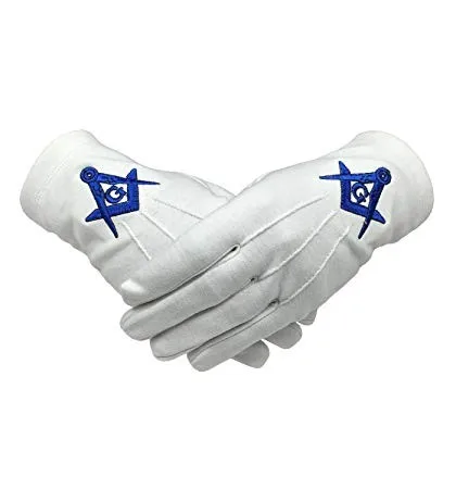 wholesale masonic gloves Masonic Regalia White Soft Leather Gloves with Square Compass and G (X Large)