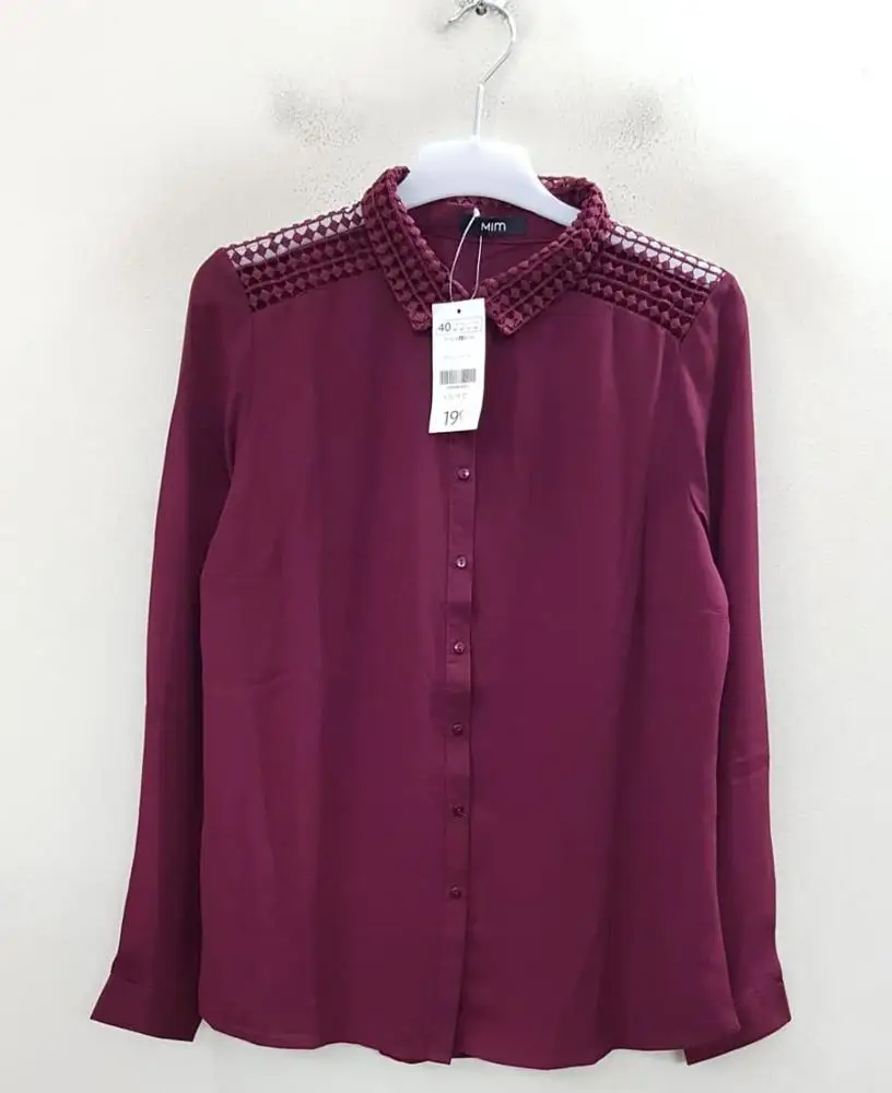 Premium Quality Branded Labels Ladies Women Latest Design Plain Formal Casual Office Smart Work Long Sleeved Dress Shirts Blouse