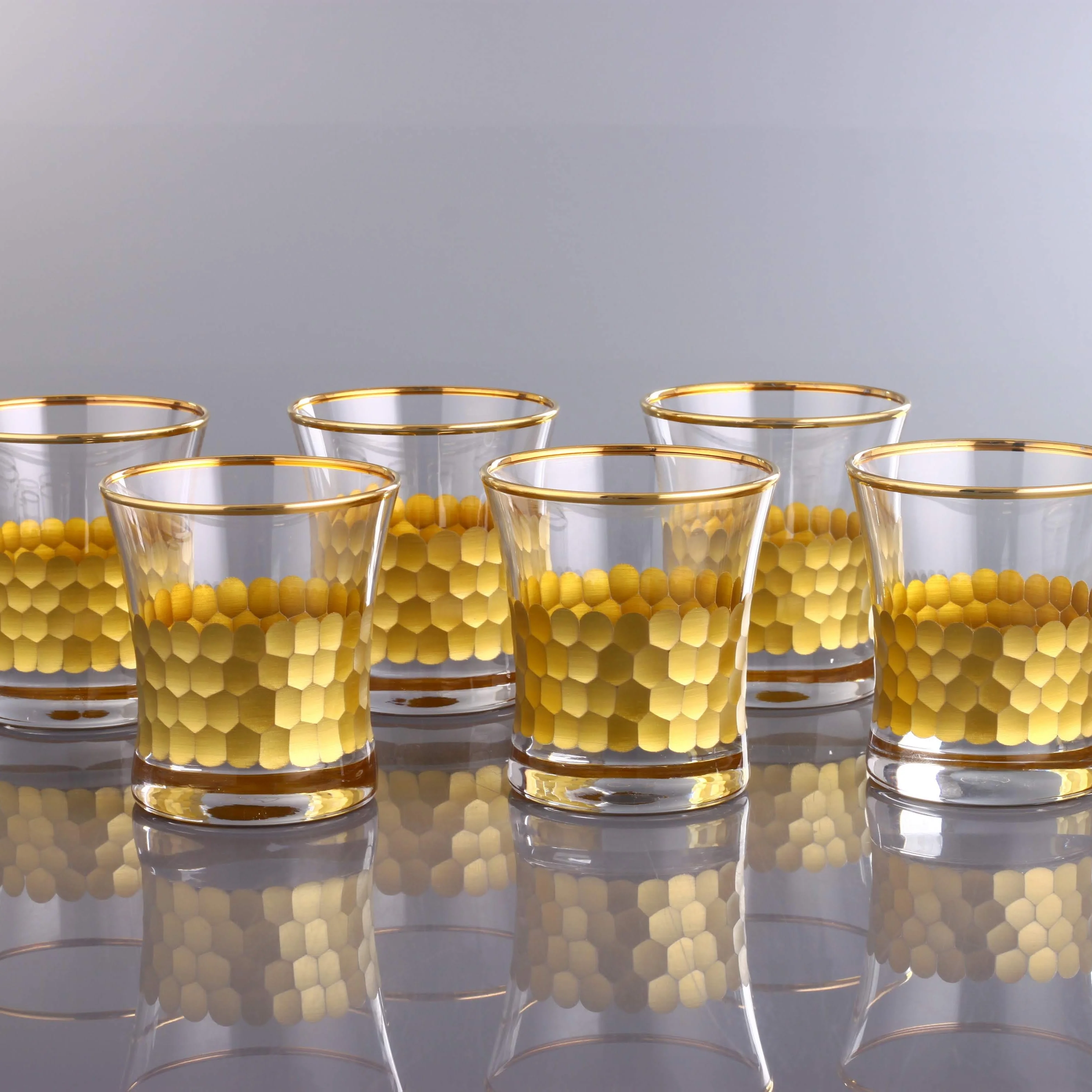 
420014 Water Glass ( Set of 6 ) Decor: Petek - Color: Gold 