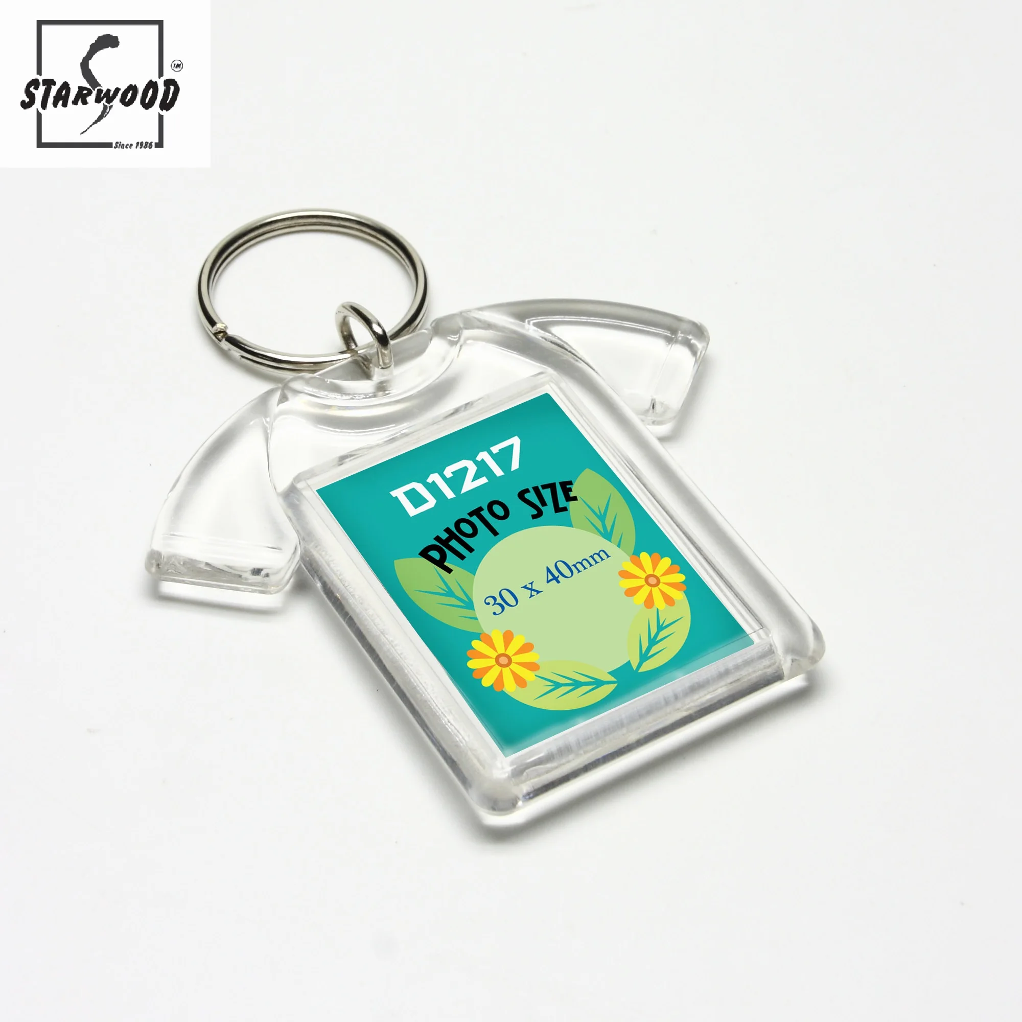 Hot Selling #D1217 Cloth Tee T-shirt Shape 30 x 40 mm Acrylic Photo Keychain football soccer basketball uniform key fob holder