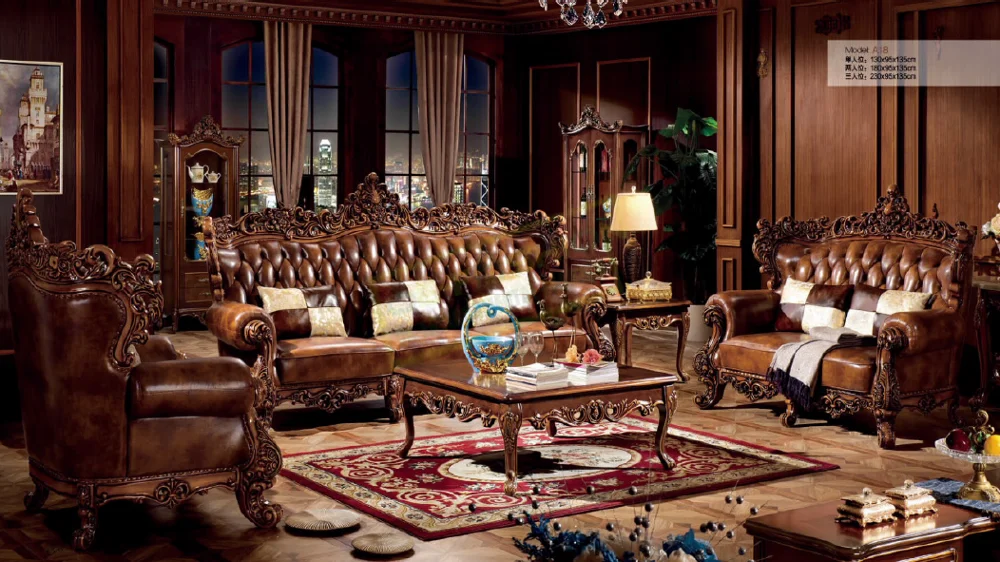 European style series antique wooden sofa set 1+2+3 sofas