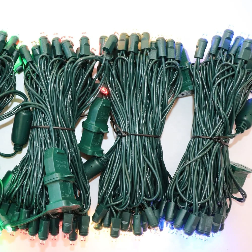 
50 Lights led Christmas lighting string for holiday decoration, Warm White, Green Wire,6 inch spacing 