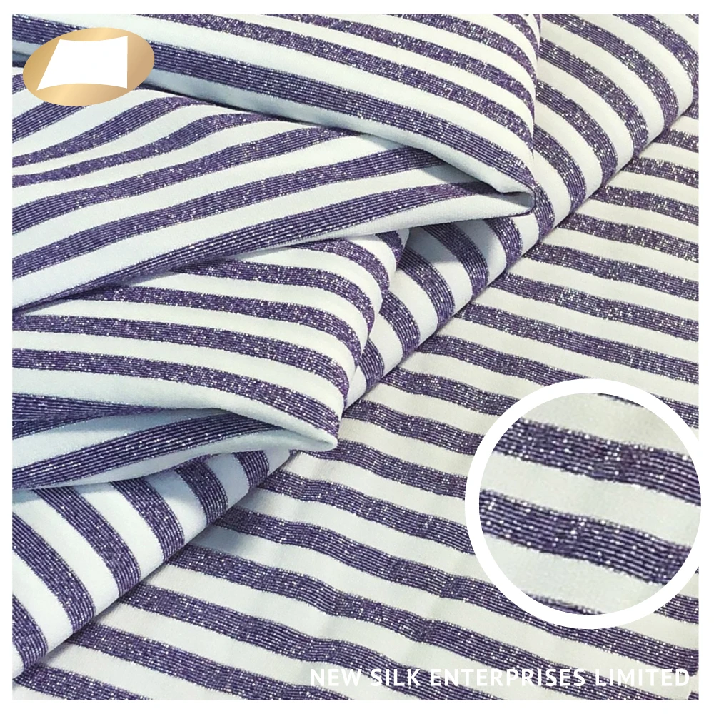 Hot sale soft lurex nylon metallic yarn dyed stripe knitted fabric