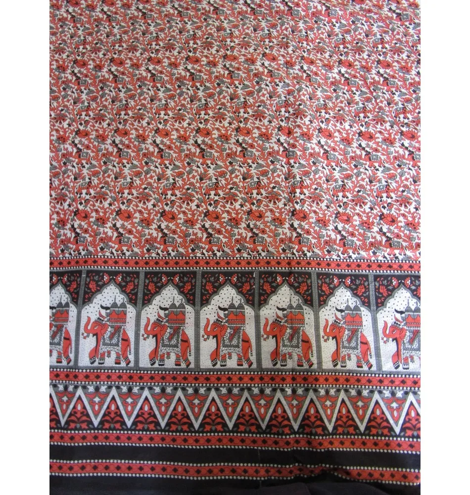 boho theme elephant print screen printed fabric