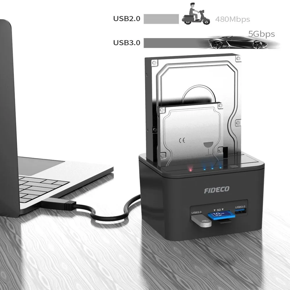 FIDECO 4tb Hd Usb3.0 Dock Station Converter Ssd Aluminum Casing Flexible Sata Cable Hdd Docking Usb 3.0