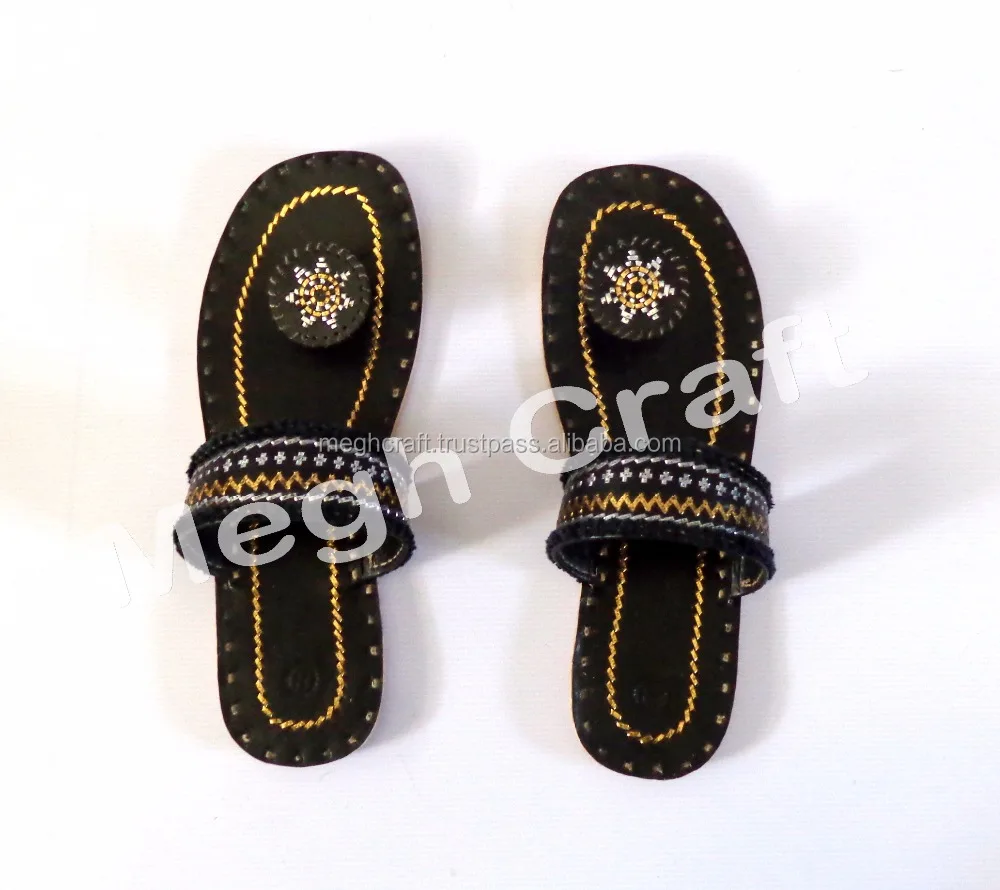 Rabari kutch Kolhapuri chappal-Kutch Work Leather chappal-Indian Kutch Womens Chappals