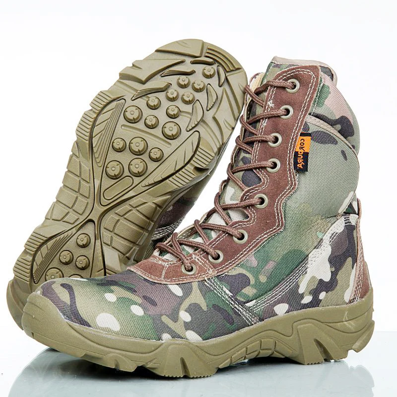 2023 cheap price leather desert camouflage boots with zipper