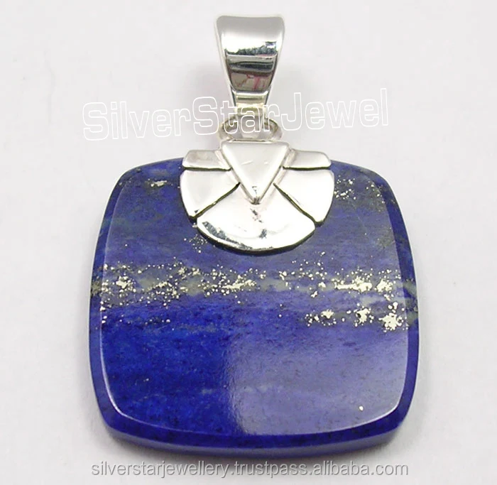 
925 Pure Silver Fabulous AFGHANI LAPIS LAZULI CHARMING Pendant 3.5 CM 5.3 Grams NEW ITEM 2017 Overseas Jewellers Stores 