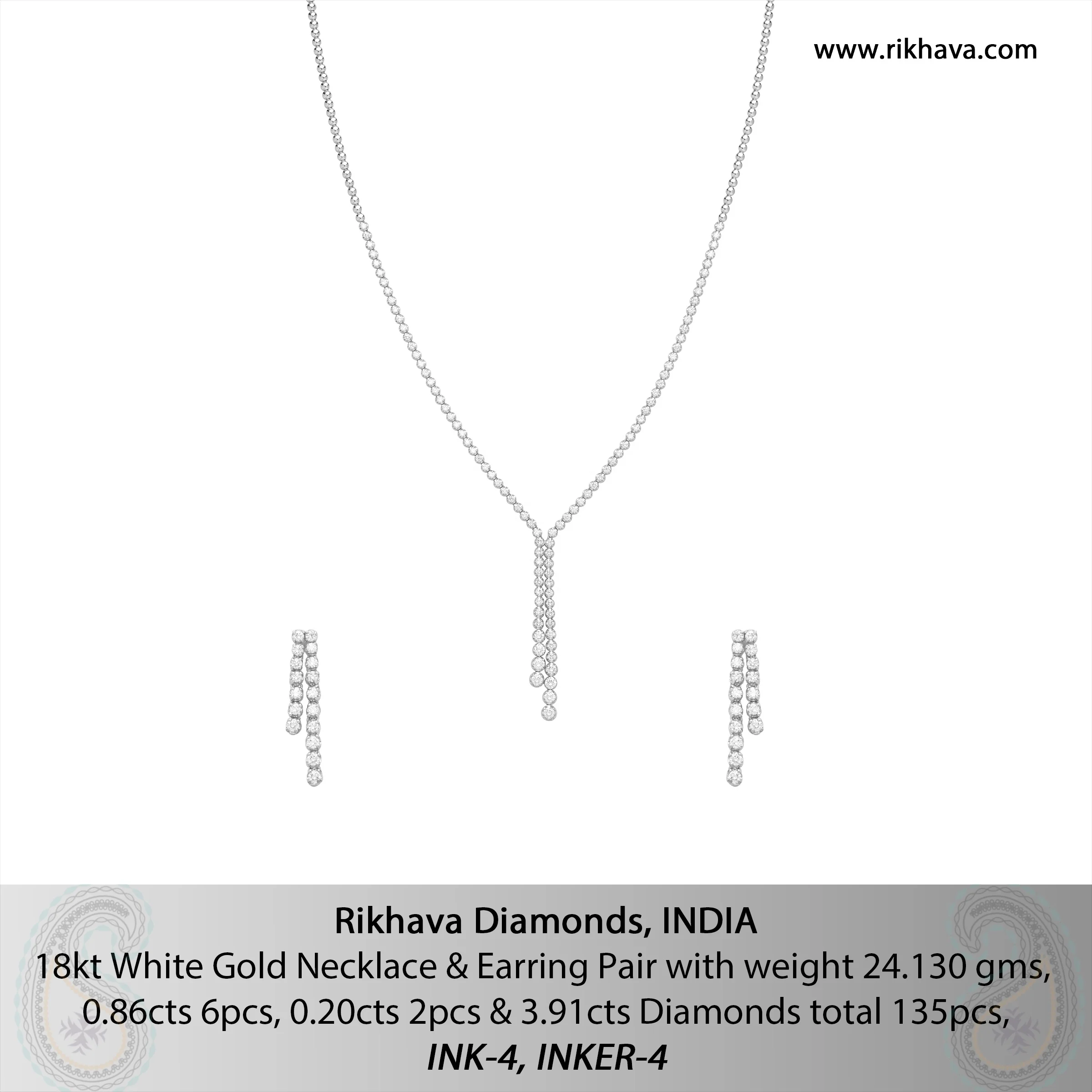 
18kt WHITE GOLD DIAMOND NECKLACE (FREE SHIPMENT ON PURCHASES MORE THAN $2000. IMPORT DUTIES & TAXES BORNE BY CLIENT) 