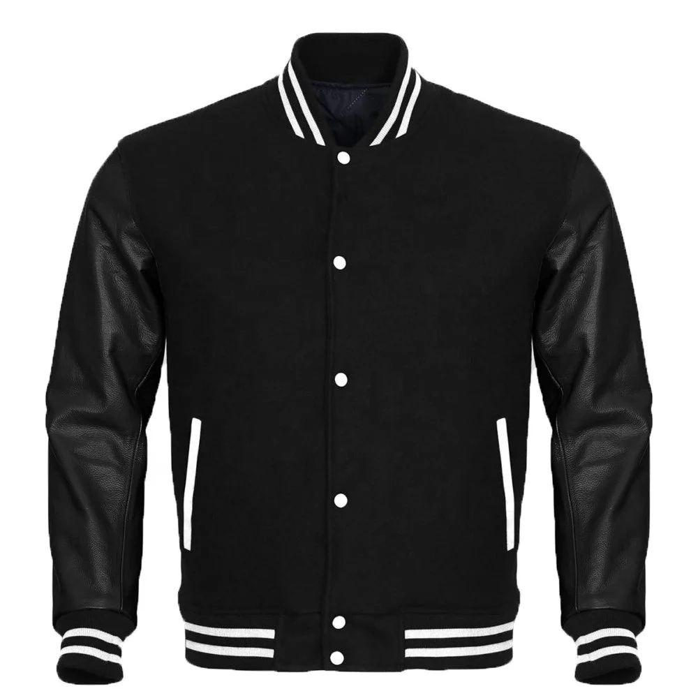 2024 Bomber Embroidered High Quality Jacket Custom Logo Baseball Letterman Jackets Men Vintage Blank Leather Sleeve Varsity