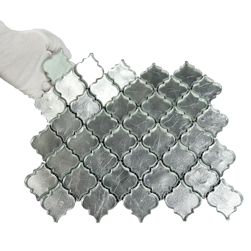 Foil Backed Subway Kitchen Glossy Decorative Glass Arabesque Mosaic Lantern Mosaic Tile