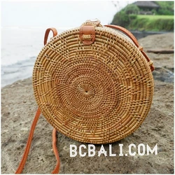 Wholesale Price Straw Rattan Sling Leather Round Circle Handmade with Motif Exellent Design Organic Material