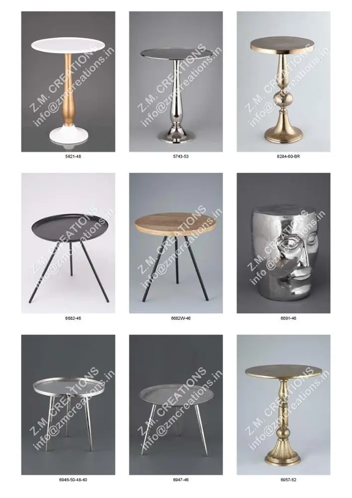 Modern Nesting Coffee Table Set Aluminum Metal Furniture for Home Hotel Restaurant Decoration in Silver Black Fixed Design