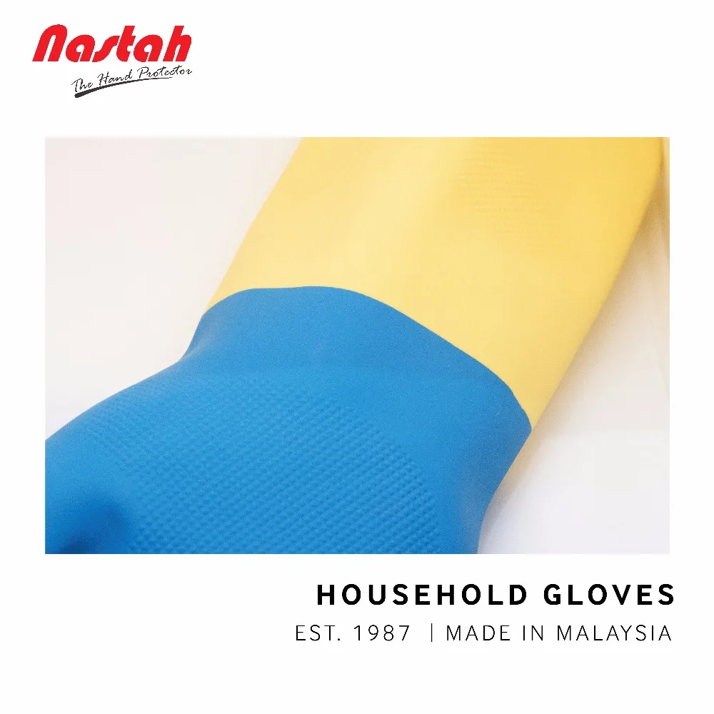 Ergonomic design cotton flocklined rubber gloves latex gants en latex for meat filleting fish filleting food preparation daily