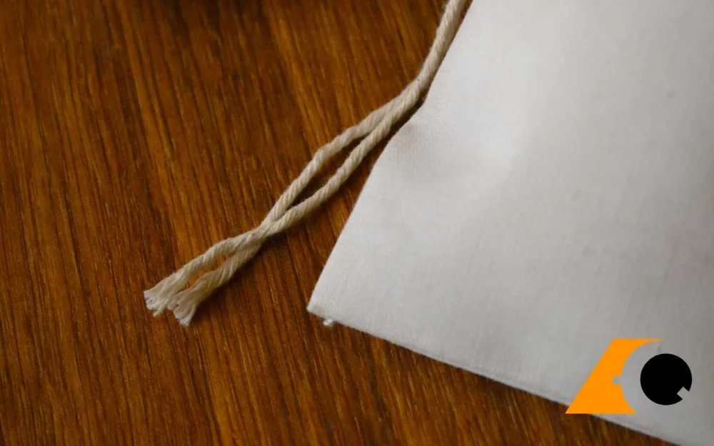 
4 x 6 Unbleached Muslin Bag with Single Drawstring Natural Hem+Draw cord 